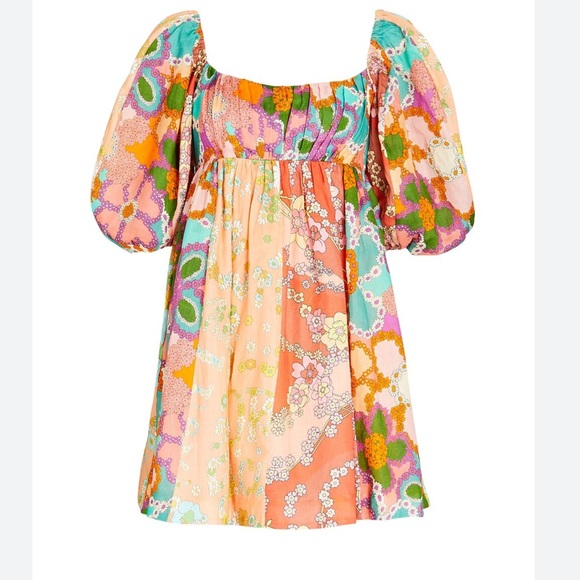 NWT Zimmermann Lola Floral Puff Sleeve Mini Dress - Picture 8 of 8